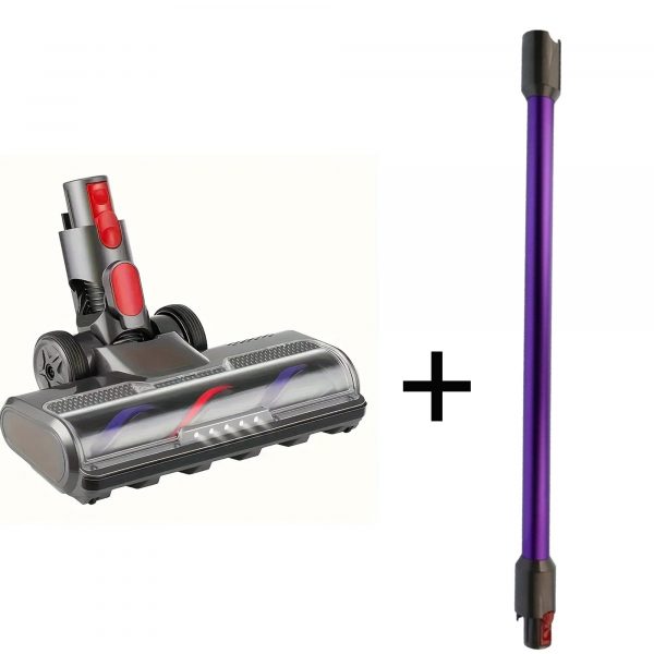 Dyson ile uyumlu V7-V8-V10-V11-V15 Serisi LEDli Turbo Süpürge Başlığı + Mor Süpürge Borusu Ultra Set