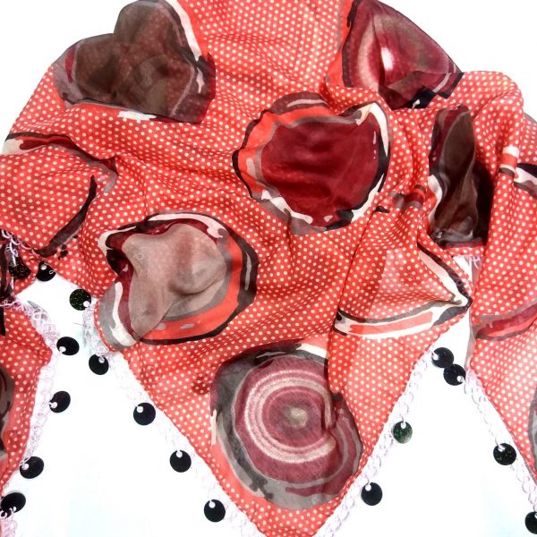 El işi Kırmızı Siyah Pullu Mekik Oyası Yazma/Yemeni