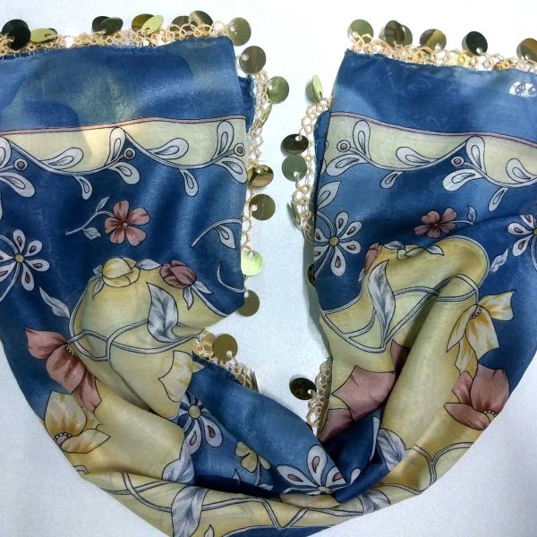 El işi Mavi Desenli Pullu Mekik Oyası Yazma/Yemeni