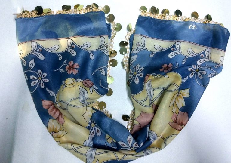 El işi Mavi Desenli Pullu Mekik Oyası Yazma/Yemeni