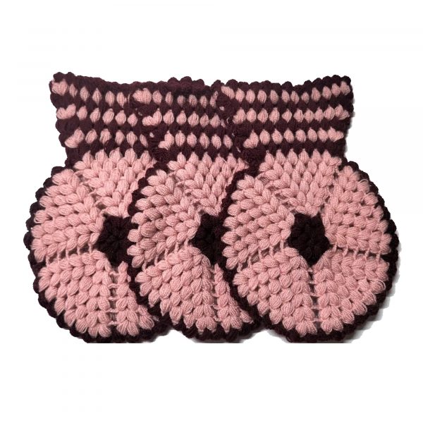 El işi örme Bordo Pembe üçlü Takım Banyo Lifi