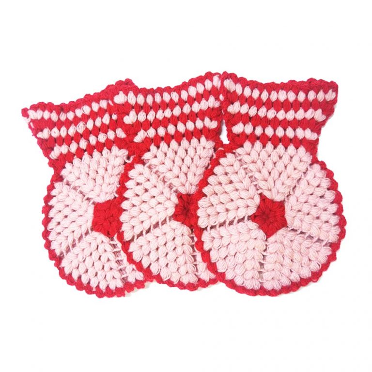 El işi örme kırmızı koyu pembe Takım Banyo Lifi