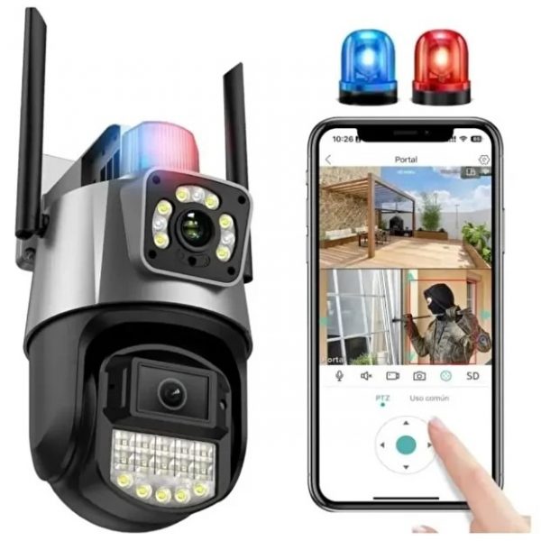 GrandSecurity Çift Lensli Dış Mekan Güvenlik Kamerası 355 yatay ve 90 dikey açı 8MP görüntü