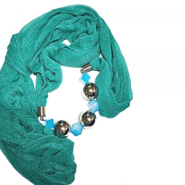 Kadın Aksesuar Fular Lüx Boncuklu Yeşil Fular