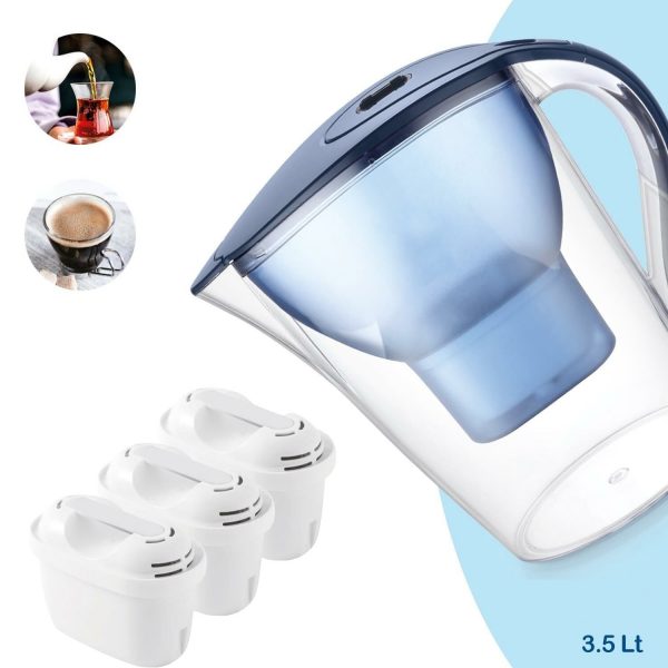 Su Arıtma Sürahisi Pure ve Maxtra Filtreleri ile Uyumlu 3 adet Extra Filtre Dahil