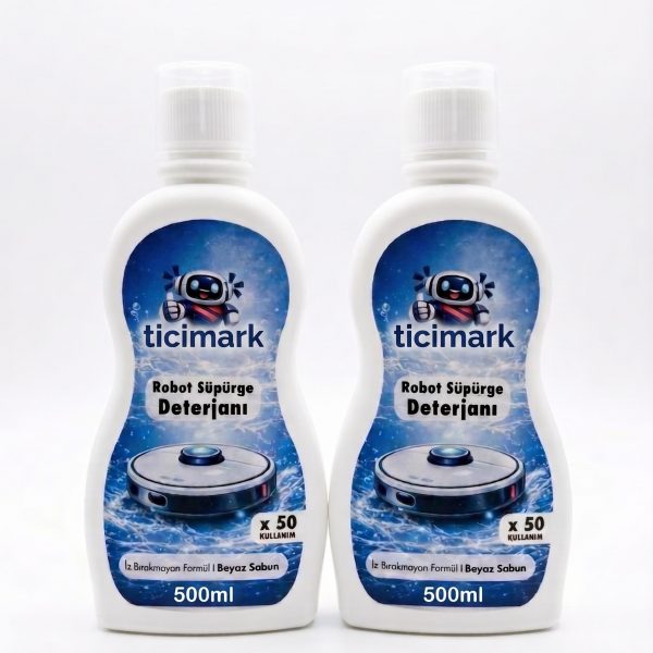 Robot Süpürge Deterjanı Üstün Beyaz Sabun Etkisi 2x500 ml (100 Kullanım) Tüm Modellerle Uyumlu