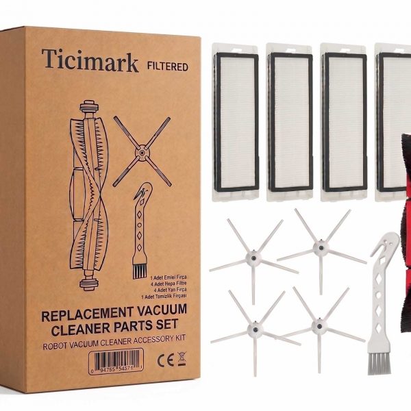 Ticimark Model Roborock S5 Max İle Uyumlu 10 Parça Yedek Filtre Fırça Seti Beyaz