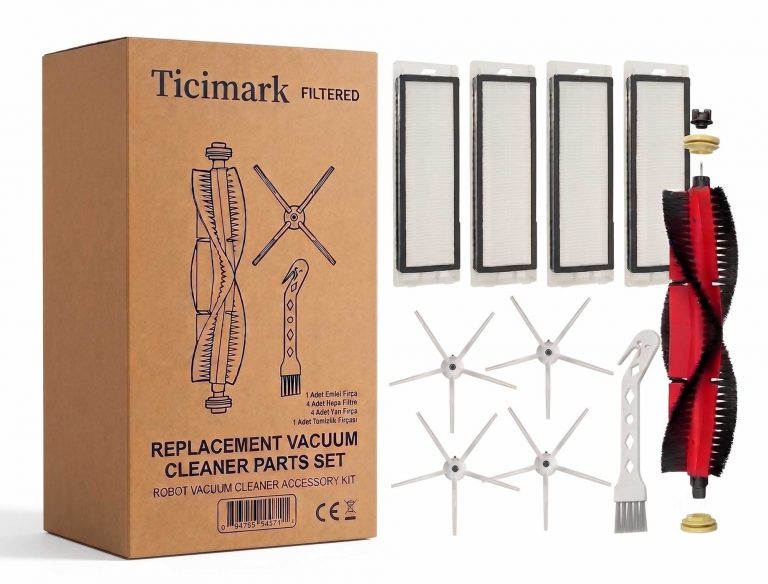 Ticimark Model Roborock S5 Max İle Uyumlu 10 Parça Yedek Filtre Fırça Seti Beyaz