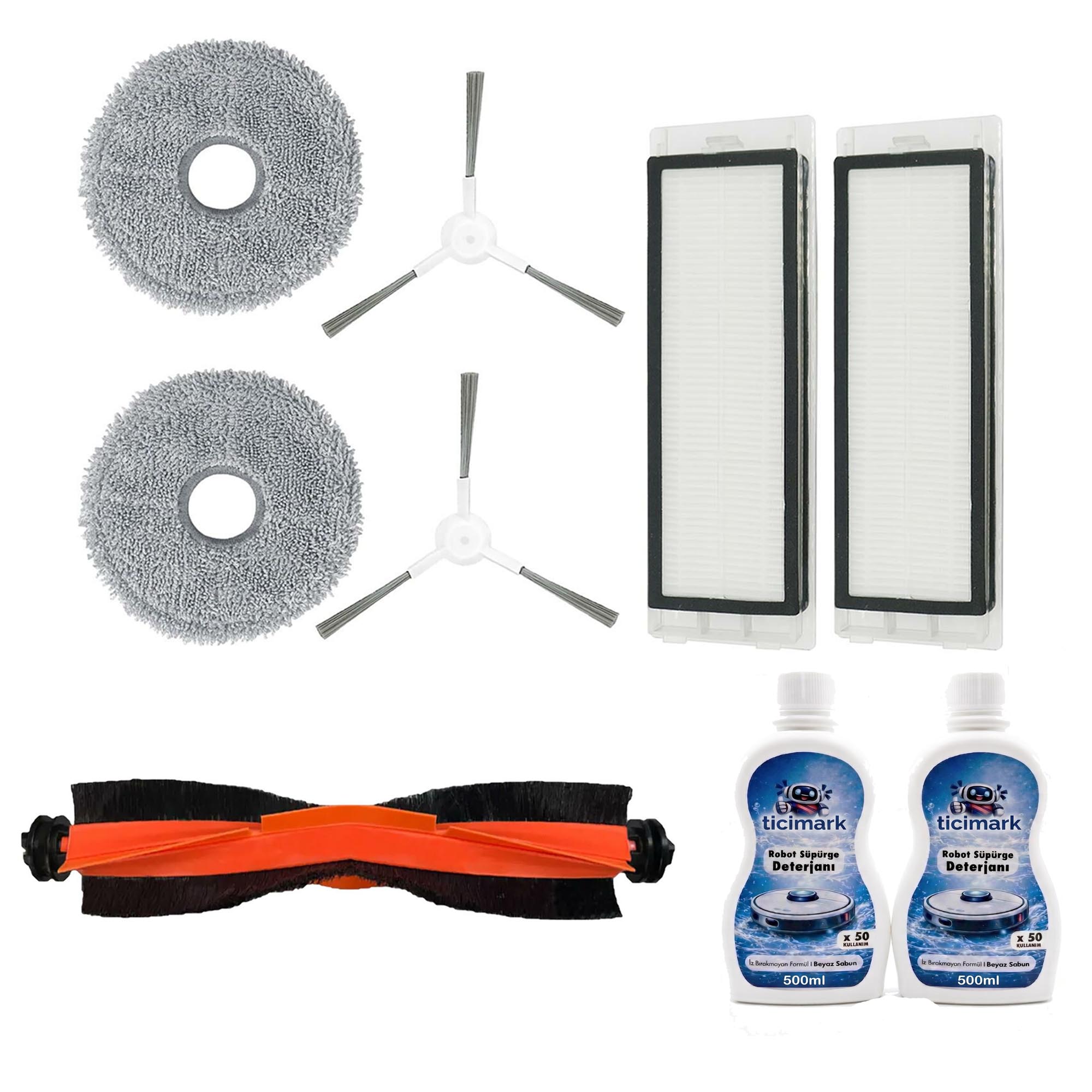 Ticimark Model Xiaomi İle Uyumlu S10 Pro Yedek Filtre Fırça Ultra Set - Mija 9 Parça Set Ticimark Model Xiaomi İle Uyumlu S10 Pro Yedek Filtre Fırça Ultra Set - Mija 9 Parça Set